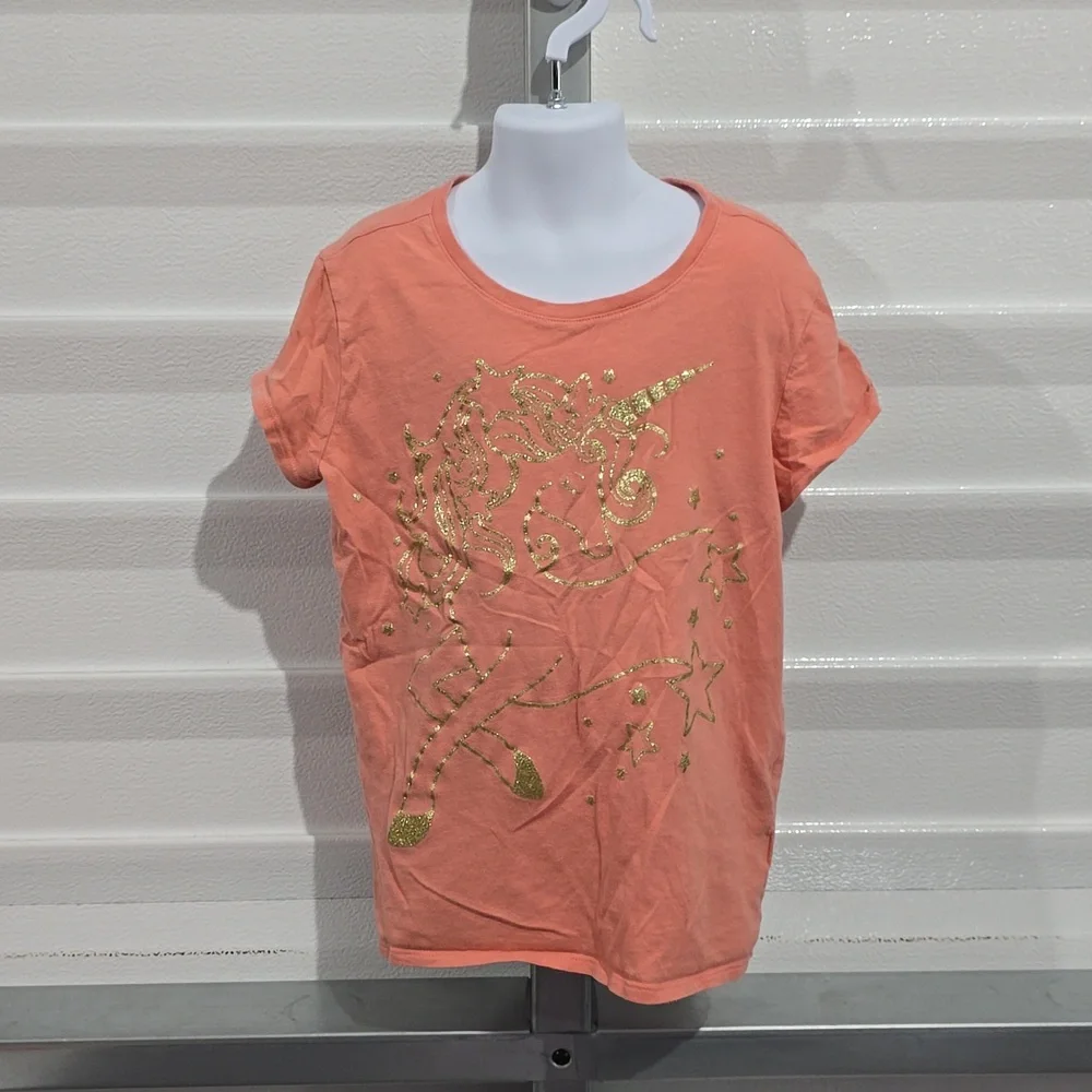 Children's Place Pink and Gold Unicorn T-shirt Size Large‎ 10/12